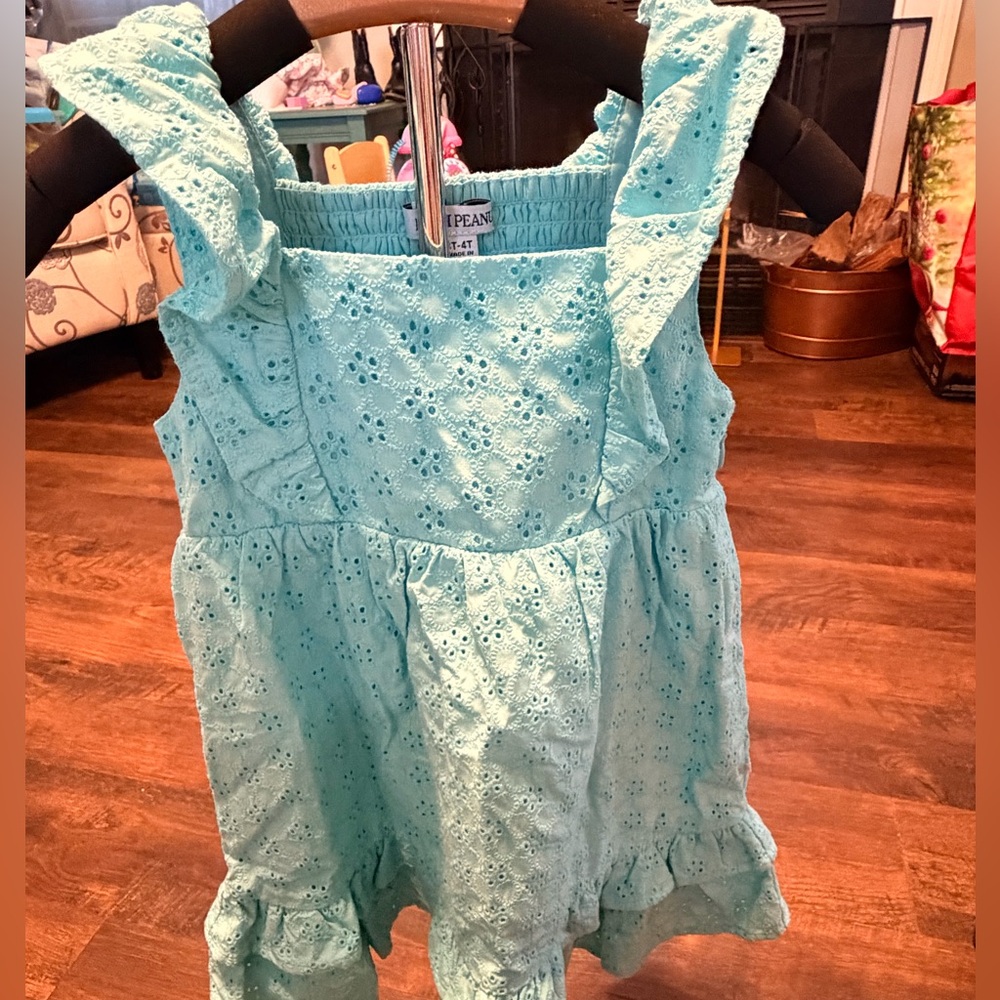 Posh Peanut Aqua Eyelet Dress